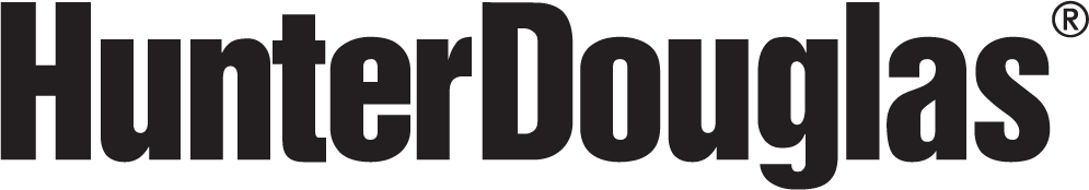 Hunter Douglas logo, a leading brand in innovative window treatments, featured at Blinds by Valeri, representing quality and style in blinds and shades.